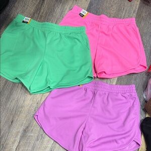 3 Athletic Works Kids' Shorts in Pink, Green, and Purple